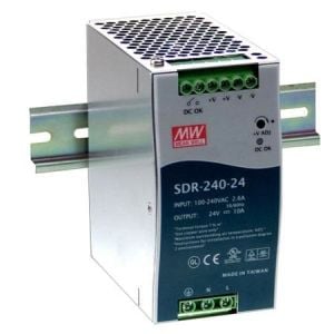 MEANWELL- SDR-240-24 24Vdc 10.0Amp DIN Rail  Ray Montaj