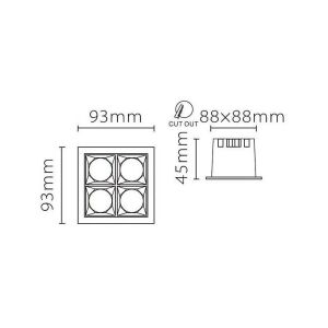 Jupiter Beyaz & Gun Metal 16W 3000K Gün Işığı 4’lü LED Spot LS495 S