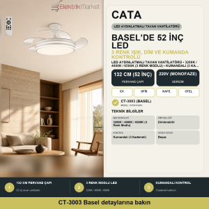 Cata Basel Tavan Vantilatör Led Aydınlatma 132cm (52inç) CT-3003