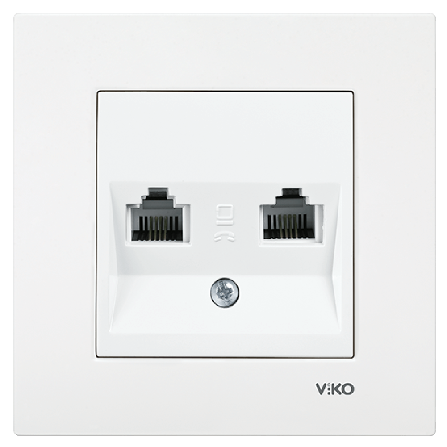 Viko Karre İkili Numeris Telefon Prizi - Beyaz (2 x RJ11) (Çerçeve Hariç) 90967033