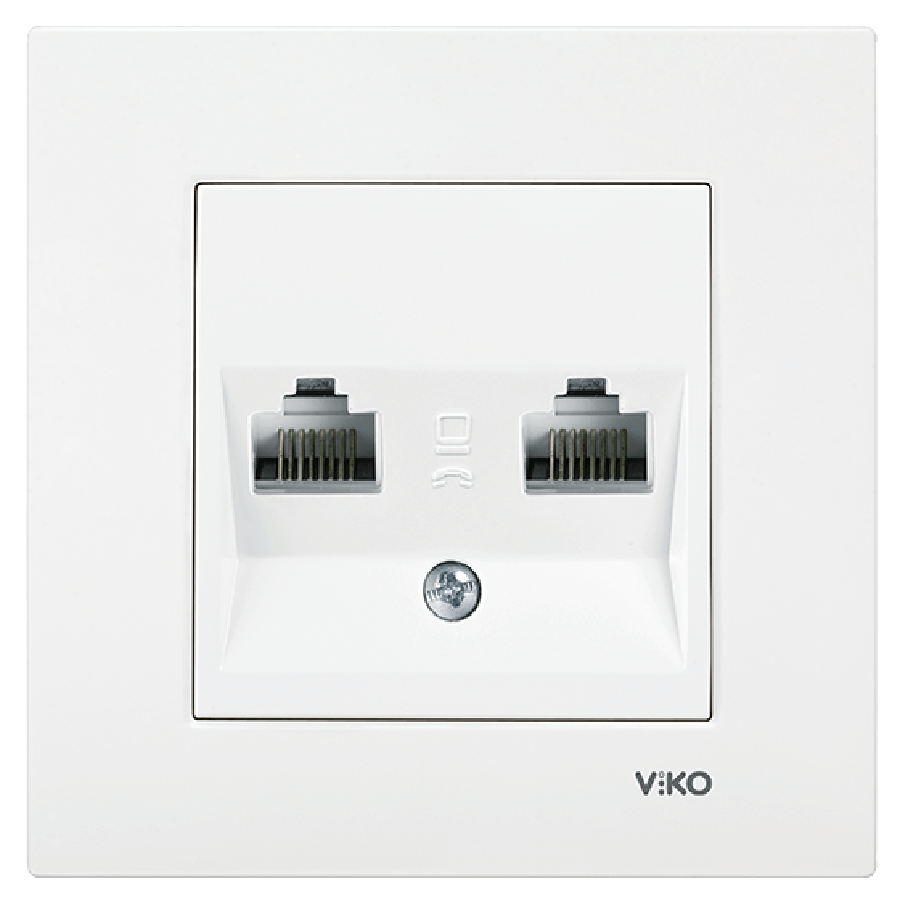Viko Karre Data-Numeris Telefon Prizi - Beyaz (RJ45-CAT5E-RJ11) (Çerçeve Hariç) 90967035