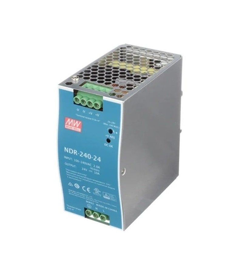 MEANWELL- NDR-240-24 24Vdc 10.0Amp Ray M. WEİDMÜLLER PRO ECO 240W 24V 10A Muadili  NDR-240-24