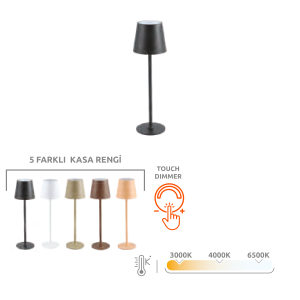 K2 Şarjlı 3 Fonksiyonlu Masa Lambası Gold Rengi Kasa KML114-GOLD