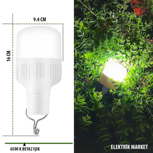 Cata 30 Watt Şarjlı Led Ampul 6400K Beyaz Işık CT-4279