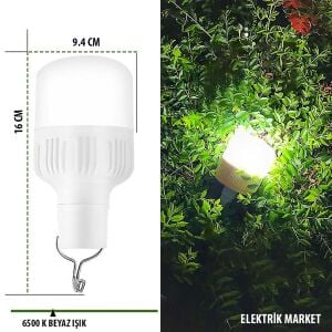 Cata 30 Watt Şarjlı Led Ampul 6400K Beyaz Işık CT-4279