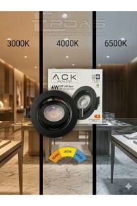 ACK Led Spot Downlİght 6W Siyah Çerçeve CCT IP20 AD01-00691