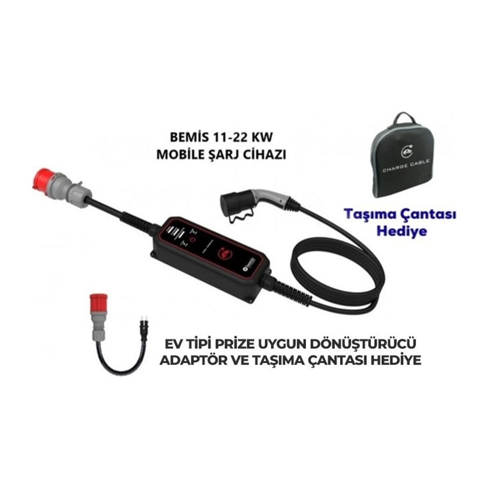 Bemis  11 - 22 kw Pro Elektrikli Araç Şarj Aleti 5 Metre BEV-2331-0001