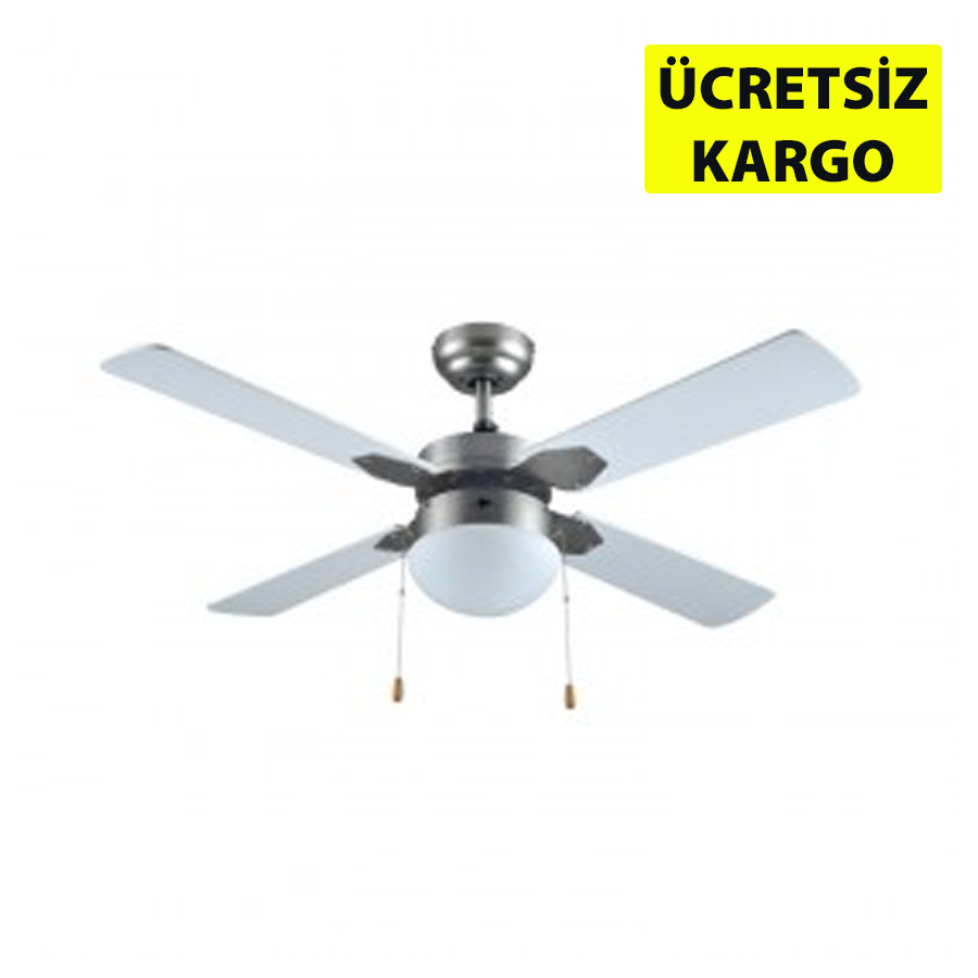 Vanti  60W 42'' Gümüş Metal Tavan  Avizeli 4 Kanatlı Vantilatör KCF283