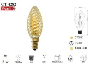 Cata 3W Rustik E14 Led Ampul CT-4282
