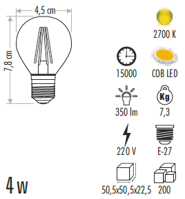 Cata 4W 2700K Rustik Led Ampul CT-4283