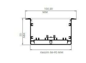 Darklight 155 68W 2290 mm 4000K Naturel Beyaz Sıva Altı Linear Düz Difüzör DL1555 2250