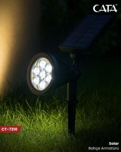 Cata 6400K Beyaz Işık 7W Solar Bahçe  Armatürü Şarjlı CT-7310