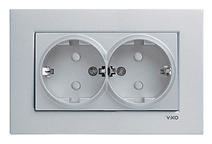 Viko Artline Novella İkili Topraklı Priz Çerçeveli Gümüş ( Komple )