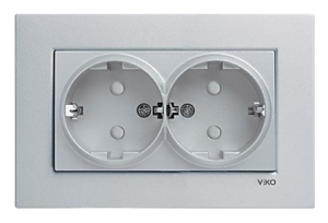 Viko Artline Novella İkili Topraklı Priz Çerçeveli Gümüş ( Komple )